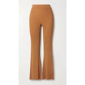 ALC Logan Ribbed Knit Flare Pants Bell Bottom High Rise Cashew Tan Size XS